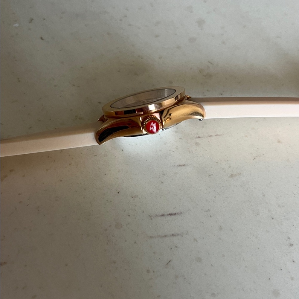 Michele Rose Gold Silicone Strap Watch - Picture 6 of 7